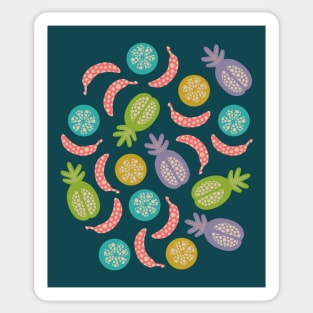 TROPICAL FRUITS WITH LOTSA DOTS in Mid-Century Vintage Colours - UnBlink Studio by Jackie Tahara Sticker